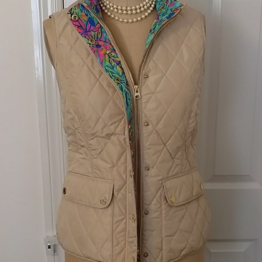Gold Lilly Pulitzer puffer vest